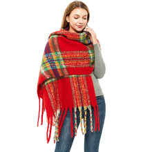 Load image into Gallery viewer, Autumn &amp; Winter Polyester Ladies Warmth Thickened Fringed Fine Grid Scarf