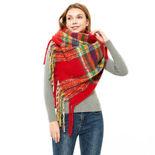 Load image into Gallery viewer, Autumn &amp; Winter Polyester Ladies Warmth Thickened Fringed Fine Grid Scarf
