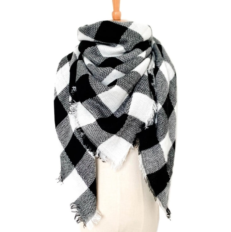 Checkered Pattern Autumn & Winter Ladies Cashmere Scarf