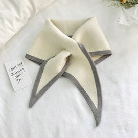 Autumn & Winter Knitted Woolen Scarf Women Two-colors Mini Triangle Scarf Warm Scarf