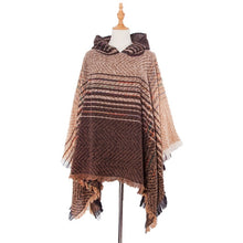 Load image into Gallery viewer, Spring Autumn Winter Checkered Pattern Hooded Cloak Shawl Scarf