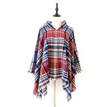 Load image into Gallery viewer, Spring Autumn Winter Checkered Pattern Hooded Cloak Shawl Scarf
