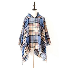Load image into Gallery viewer, Spring Autumn Winter Checkered Pattern Hooded Cloak Shawl Scarf