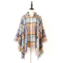 Load image into Gallery viewer, Spring Autumn Winter Checkered Pattern Hooded Cloak Shawl Scarf