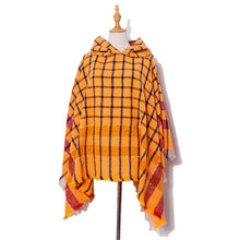 Load image into Gallery viewer, Spring Autumn Winter Checkered Pattern Hooded Cloak Shawl Scarf