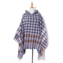 Load image into Gallery viewer, Spring Autumn Winter Checkered Pattern Hooded Cloak Shawl Scarf