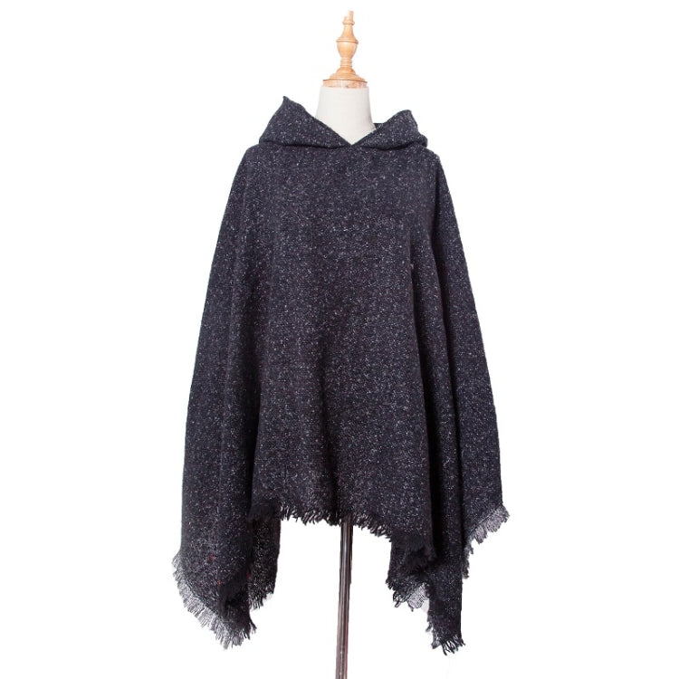 Spring Autumn Winter Checkered Pattern Hooded Cloak Shawl Scarf