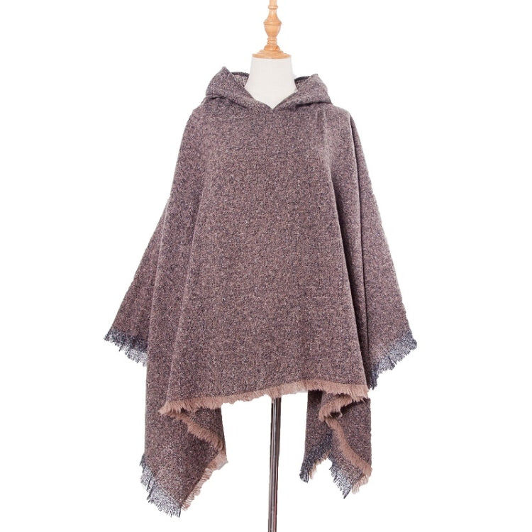 Spring Autumn Winter Checkered Pattern Hooded Cloak Shawl Scarf