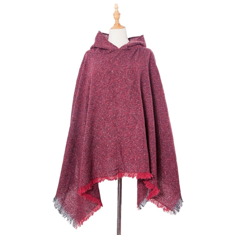 Spring Autumn Winter Checkered Pattern Hooded Cloak Shawl Scarf