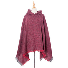 Load image into Gallery viewer, Spring Autumn Winter Checkered Pattern Hooded Cloak Shawl Scarf