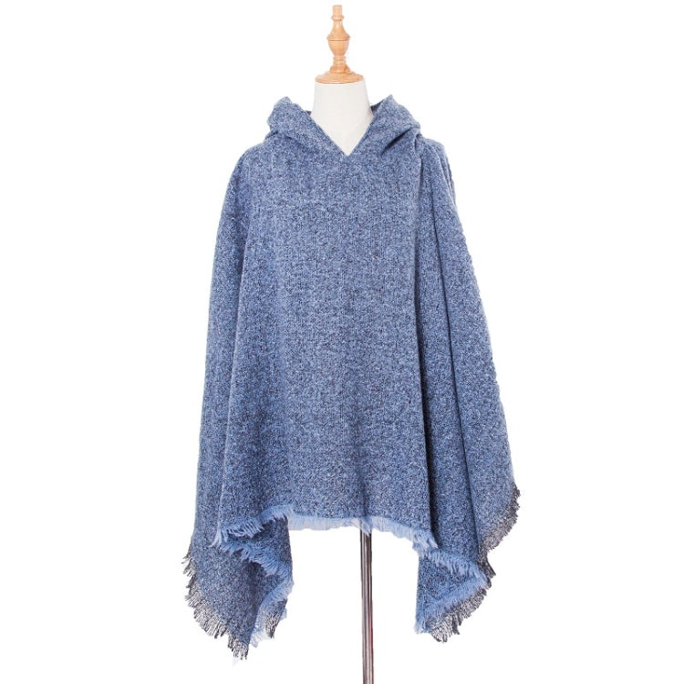 Spring Autumn Winter Checkered Pattern Hooded Cloak Shawl Scarf