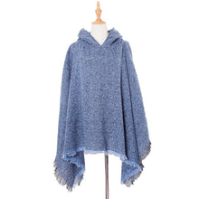 Load image into Gallery viewer, Spring Autumn Winter Checkered Pattern Hooded Cloak Shawl Scarf