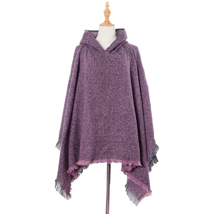 Spring Autumn Winter Checkered Pattern Hooded Cloak Shawl Scarf