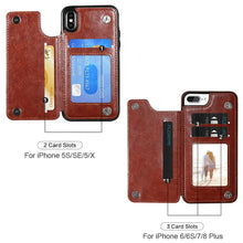 Load image into Gallery viewer, For iPhone XR Retro PU Leather Case Multi Card Holders Phone Case