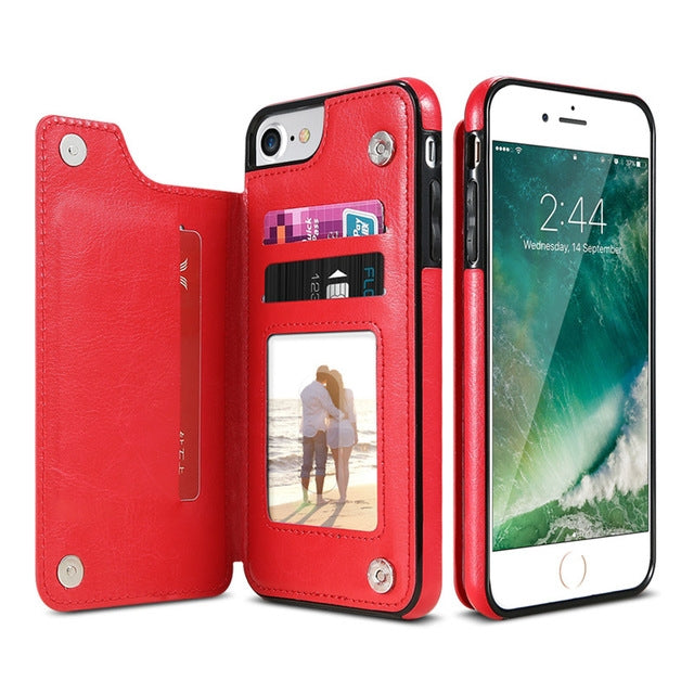 Retro PU Leather Case Multi Card Holders Phone Cases for iPhone 6 Plus & 6s Plus