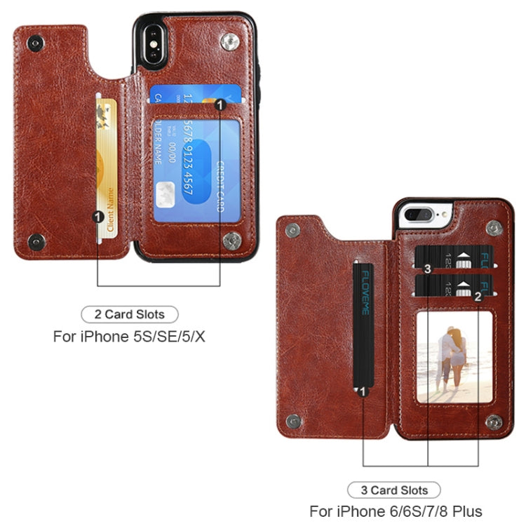 For iPhone XS Retro PU Leather Case Multi Card Holders Phone Cases