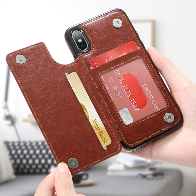 For iPhone XS Retro PU Leather Case Multi Card Holders Phone Cases