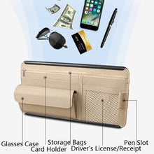 Load image into Gallery viewer, Car Sun Block Glasses Case Document Holder Car Plastic Frame Zipper Type Multi-Function Card Bag Storage Bag, Red, Beige, Pink, Brown, Black