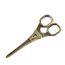 Load image into Gallery viewer, Stainless Steel Eiffel Tower Scissors Handmade Thread Tea Bag Scissors, Green Bronze, Black Titanium, Rose Gold, Golden, Red Bronze