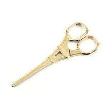 Load image into Gallery viewer, Stainless Steel Eiffel Tower Scissors Handmade Thread Tea Bag Scissors, Green Bronze, Black Titanium, Rose Gold, Golden, Red Bronze