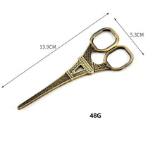 Load image into Gallery viewer, Stainless Steel Eiffel Tower Scissors Handmade Thread Tea Bag Scissors, Green Bronze, Black Titanium, Rose Gold, Golden, Red Bronze