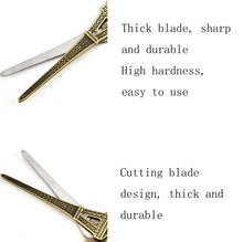 Load image into Gallery viewer, Stainless Steel Eiffel Tower Scissors Handmade Thread Tea Bag Scissors, Green Bronze, Black Titanium, Rose Gold, Golden, Red Bronze