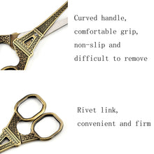 Load image into Gallery viewer, Stainless Steel Eiffel Tower Scissors Handmade Thread Tea Bag Scissors, Green Bronze, Black Titanium, Rose Gold, Golden, Red Bronze