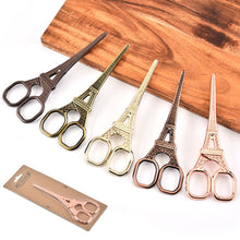 Load image into Gallery viewer, Stainless Steel Eiffel Tower Scissors Handmade Thread Tea Bag Scissors, Green Bronze, Black Titanium, Rose Gold, Golden, Red Bronze