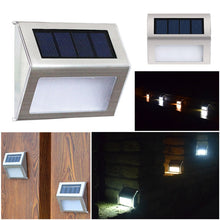 Load image into Gallery viewer, 2PCS Solar Stainless Steel 3 LED Stair Wall Lamp Outdoor Garden Fence Light, 3 LED / 2 PCS