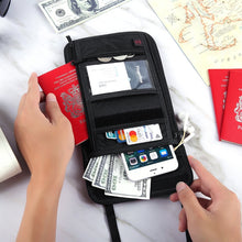 Load image into Gallery viewer, Travel Storage Messenger Passport Bag Multifunctional RFID Anti-Theft Hanging Neck Document Bag Card Bag, 21x16cm