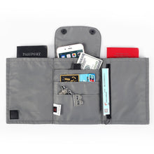 Load image into Gallery viewer, Antimagnetic RFID Hanging Neck Nylon Passport Bag Waterproof Storage Change Mobile Phone Bag, Black, Gray, Orange, Green