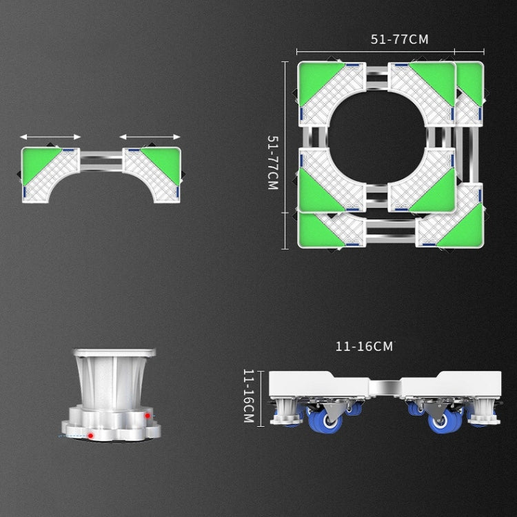 Adjustable Stainless Steel Refrigerator Bracket Washing Machine Base Bracket, Single Tube 4 Legs, Single Tube 4 Wheels, Single Tube 8 Legs, Single Tube 4 Wheels + 4 Legs, Double Tubes 4 Wheels + 4 Legs, Double Tubes 4 Wheels + 8 Legs                   ...
