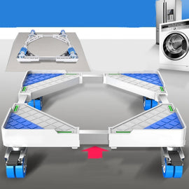Adjustable Stainless Steel Refrigerator Bracket Washing Machine Base Bracket, Single Tube 4 Legs, Single Tube 4 Wheels, Double Tubes 4 Wheels + 4 Legs, Double Tubes 4 Wheels + 8 Legs, Double Tubes 8 Wheels + 4 Legs, Double Tube 12 Feet