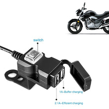 Load image into Gallery viewer, Dual USB Port 12V Waterproof Motorbike Motorcycle Handlebar Charger 5V 1A/2.1A Adapter Power Supply Socket for Phone Mobile, Handlebar Charger