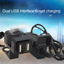 Load image into Gallery viewer, Dual USB Port 12V Waterproof Motorbike Motorcycle Handlebar Charger 5V 1A/2.1A Adapter Power Supply Socket for Phone Mobile, Handlebar Charger