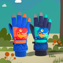 Load image into Gallery viewer, 2020KL Cartoon Dinosaur Pattern Children Anti-Slip And Waterproof Ski Gloves Windproof and Warm Gloves for Cycling Sports