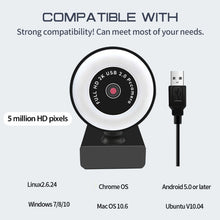 Load image into Gallery viewer, X98 USB Drive-Free HD Fill Light Camera with Microphone, 720P, 1080P, 2K Auto Focus