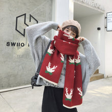 Load image into Gallery viewer, Autumn and Winter Christmas Pattern Knitted Warm All-Match Shawl Scarf, T01 Wine Red, T01 Beige, T01 Big Red, T01 Black Red, T01 Dark Green, I05 Wine Red, I05 Beige, I05 Red, I05 Dark Green, P12 Wine Red, P12 Beige, N41 Red, N41 Dark Green