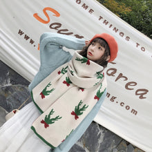 Load image into Gallery viewer, Autumn and Winter Christmas Pattern Knitted Warm All-Match Shawl Scarf, T01 Wine Red, T01 Beige, T01 Big Red, T01 Black Red, T01 Dark Green, I05 Wine Red, I05 Beige, I05 Red, I05 Dark Green, P12 Wine Red, P12 Beige, N41 Red, N41 Dark Green