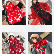 Load image into Gallery viewer, Autumn and Winter Christmas Pattern Knitted Warm All-Match Shawl Scarf, T01 Wine Red, T01 Beige, T01 Big Red, T01 Black Red, T01 Dark Green, I05 Wine Red, I05 Beige, I05 Red, I05 Dark Green, P12 Wine Red, P12 Beige, N41 Red, N41 Dark Green