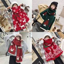 Load image into Gallery viewer, Autumn and Winter Christmas Pattern Knitted Warm All-Match Shawl Scarf, T01 Wine Red, T01 Beige, T01 Big Red, T01 Black Red, T01 Dark Green, I05 Wine Red, I05 Beige, I05 Red, I05 Dark Green, P12 Wine Red, P12 Beige, N41 Red, N41 Dark Green