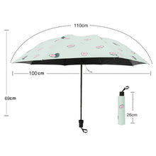 Load image into Gallery viewer, Small Fresh Sun Umbrella Female Sun Umbrella Student Vinyl Three-Fold Simple Dual-Use Sun Umbrella, Avocado Green, Avocado White, Avocado Pink, Strawberry White, Strawberry Pink, Peach White, Peach Pink