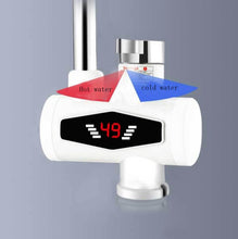 Load image into Gallery viewer, Dynamic Digital Display Instant Heating Electric Hot Water Faucet Kitchen&amp;Domestic Hot&amp;Cold Water Heater EU Plug, With Shower Head, Large Elbow, Universal Tube