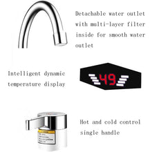 Load image into Gallery viewer, Dynamic Digital Display Instant Heating Electric Hot Water Faucet Kitchen&amp;Domestic Hot&amp;Cold Water Heater EU Plug, With Shower Head, Large Elbow, Universal Tube