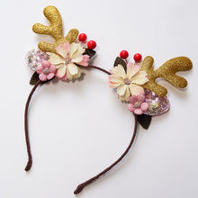 Load image into Gallery viewer, Christmas Hair Accessories Antlers Headband And Little Angel Hairpin Hair Band Combination Set, Pink, Grey