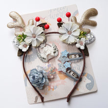 Load image into Gallery viewer, Christmas Hair Accessories Antlers Headband And Little Angel Hairpin Hair Band Combination Set, Pink, Grey