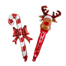 Load image into Gallery viewer, 20 PCS 24 Inch Christmas Inflatable Stick Cane Candy Elk Head Handheld Balloon Aluminum Film Material Decoration Balloon, Crutch, Deer Head