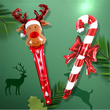 Load image into Gallery viewer, 20 PCS 24 Inch Christmas Inflatable Stick Cane Candy Elk Head Handheld Balloon Aluminum Film Material Decoration Balloon, Crutch, Deer Head