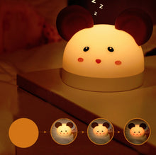 Load image into Gallery viewer, Cute Mouse Silicon Night Light with Electronic Alarm Clock Function Bedside Sleeping Desk Lamp Learning Clock