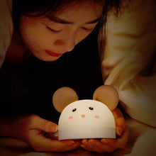 Load image into Gallery viewer, Cute Mouse Silicon Night Light with Electronic Alarm Clock Function Bedside Sleeping Desk Lamp Learning Clock